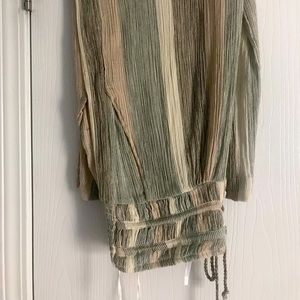 Free People Beach Pants size large, Green Tan Black cream stripes . New w/o tags